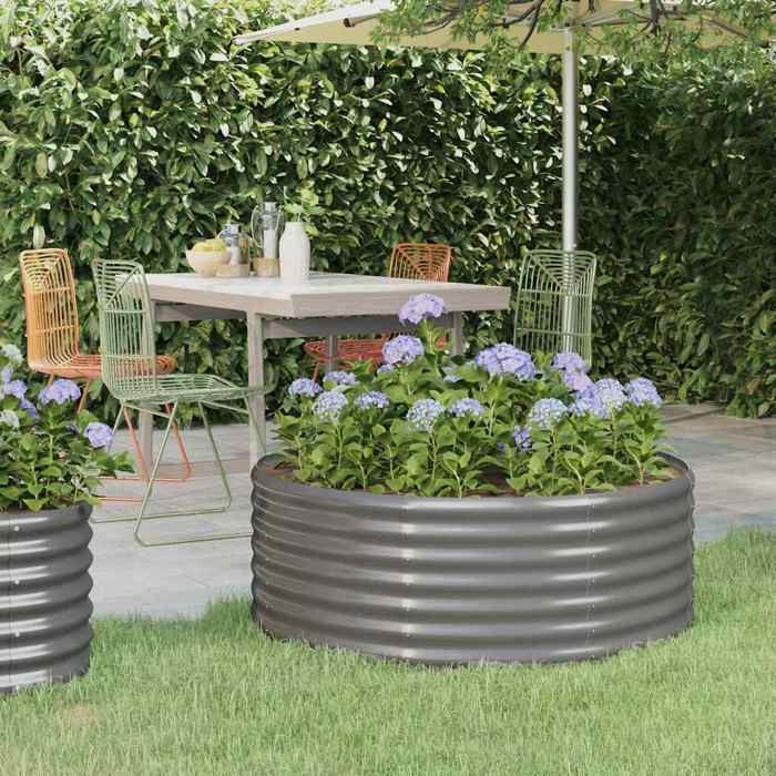 vidaXL Lit Surélevé de Jardin Pot à Fleurs Boîte à Plantes Lit Surélevé Patio Terrasse Extérieur Acier Galvanisé 100x100x36 318984