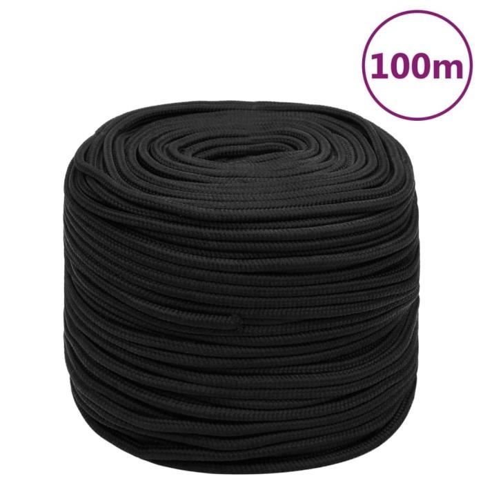 152508 vidaXL Corde de bateau Noir complet 10 mm 100 m Polypropylène