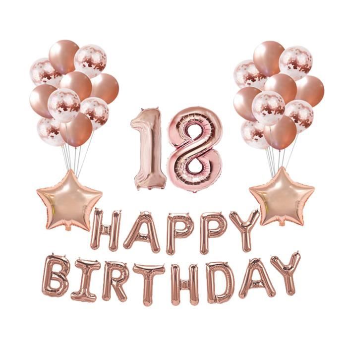 37 Pcs 18 Ans Joyeux Anniversaire Ballons Rose Or Naturel Party Favors En Latex Paillettes Pour Cdiscount Maison