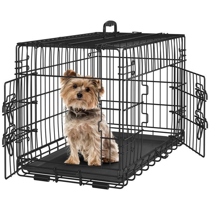 Meilleurs prix pour YAHEETECH Cage pour Chien Pliable 76,5 cm L × 44 cm l × 50,5 cm H en Fils Métalliques Caisse Chien avec Plateau Amovible Noir