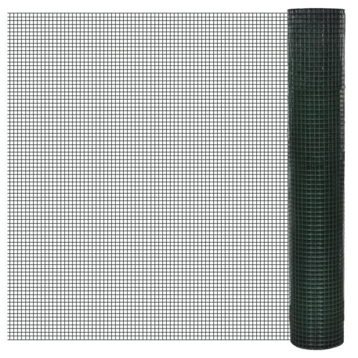 Oxeo Grillage à Poule 30m Hauteur 1m - Acier PVC Vert Maille 25x13mm - Clôture Poulailler
