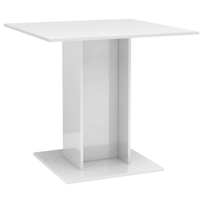 fhe - table de salle à manger blanc brillant 80x80x75 cm aggloméré - yosoo - dx6491