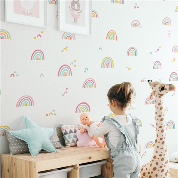 STICKERS,Opaque--Autocollants muraux arc en ciel pour chambres'enfants ...