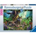 Puzzle 1000 pièces - Ravensburger - Famille de loups - Paysage et nature - Vert-1