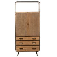 Armoire Haute Avec 18 Tiroirs – Marron Vintage – Dimensions 96x30x143 Cm – Structure En Acier – Rangement Chambre, Couloir - 5