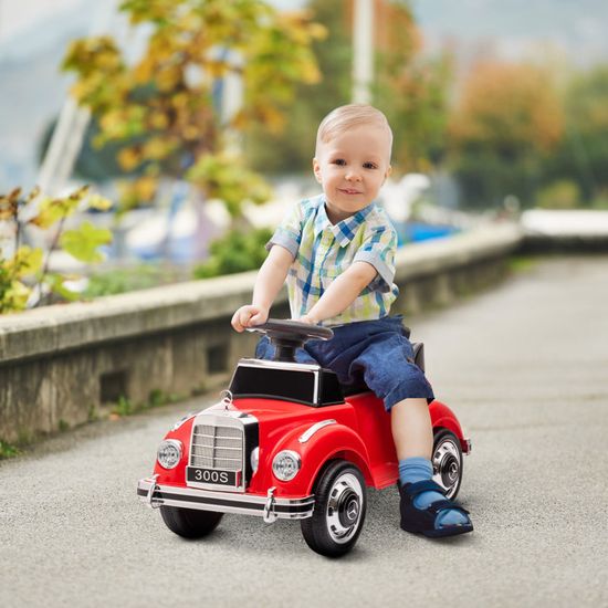 Voiture à pousser pour enfants - AIYAPLAY - 18 à 36 mois - poignée amovible, klaxon et volant - PP et acier - 91x40x83cm - rouge - Jeux - Jouets