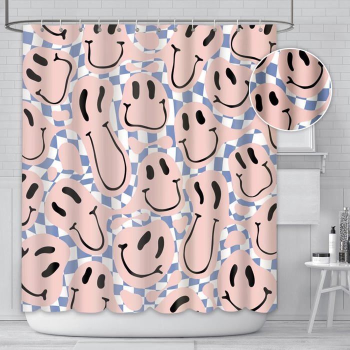 Rideau De Douche 180x180cm Bleu Et Jaune Tuiles Marocaines - Moderne Rétro Méditerranéen