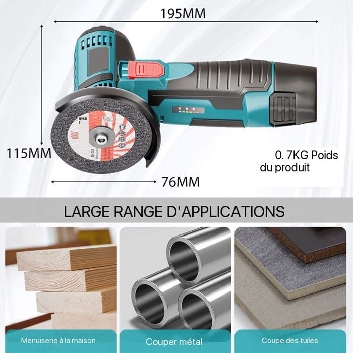 Ej.Life Mini Meuleuse D'Angle Sans Fil, 7000RPM 16.8V Professional