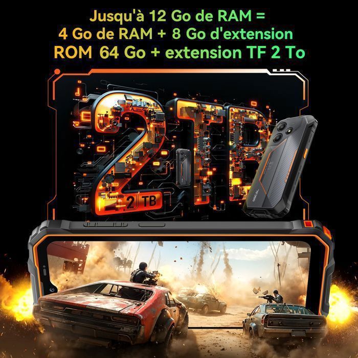 OSCAL Marine 2 Smartphone Robuste 6.56 - 64Go/Jusqu’à 2To - 11000mAh