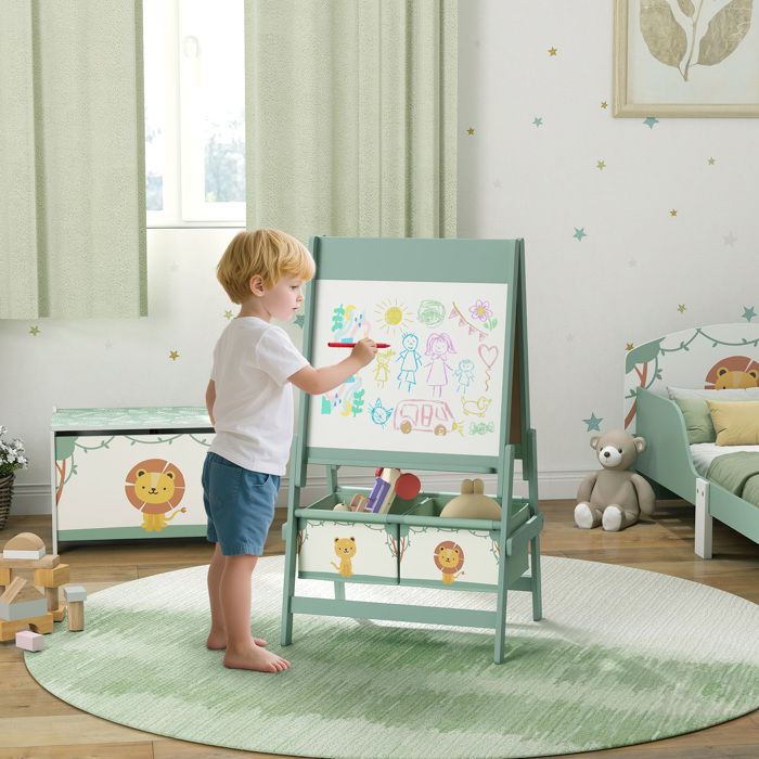 AIYAPLAY Chevalet peinture pour enfants, tableau enfant double face 3 en 1, avec rouleau de papier, tableau blanc et noir hauteur réglable, avec accessoires de peinture, enfants 3-8 ans, bois naturel AIYAPLAY Chevalet peinture pour enfants, tableau enfant double face 3 en 1, avec rouleau de papier, tableau blanc et noir hauteur réglable, avec accessoires de peinture, enfants 3-8 ans, bois naturel