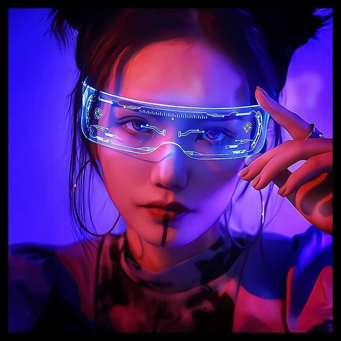 Lunette Led - Lunette Lumineuses Cyberpunk Futuriste Neon Rave DJ Fête  Glasses - pour fête,cosplay,Noël,Halloween,bar,club - Cdiscount Jeux -  Jouets