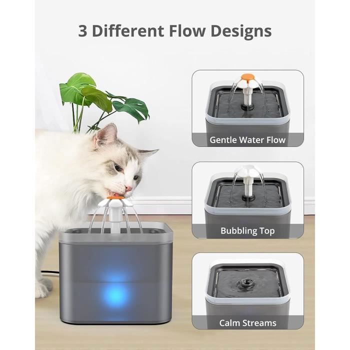 Fontaine à Eau Automatique Pour Chiens Et Chats ELEOPTION - 1,6L Ultra Silencieuse Avec Pompe