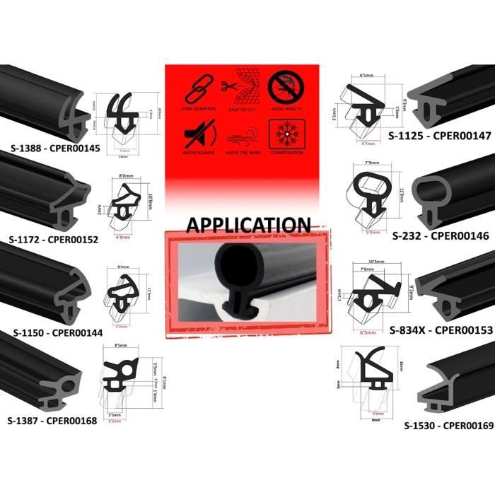 Joint D'étanchéité Pour Porte à Rainure 16 Pieds - Uxcell, Isolation Phonique Noir