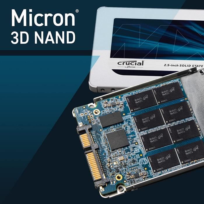 Crucial 2To CT2000MX500SSD1(Z) SSD interne MX500-jusqu’à 560 Mo/s (3D NAND,  SATA, 2,5 pouces)
