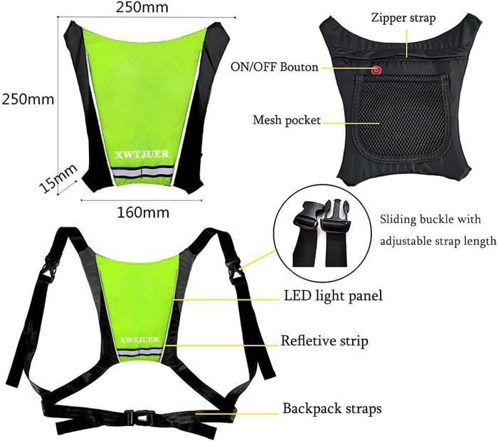Gilet Réfléchissant LED Tbest Avec Clignotants Télécommandés – Sécurité Vélo Nuit