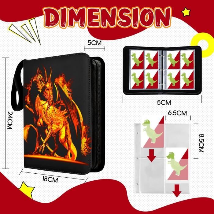 Classeur à Cartes 400 Capacités – 50 Pages – Cuir PU Imperméable – Fermeture Éclair – Pour Collectionneurs