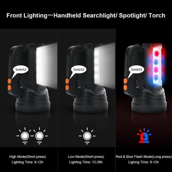 Lampe Torche LED Ultra Puissante, 9600mAH / 11000 Lumens/ Étanche IPX4,  Lampe Torche LED Rechargeable [Classe énergétique A++] - Cdiscount Maison
