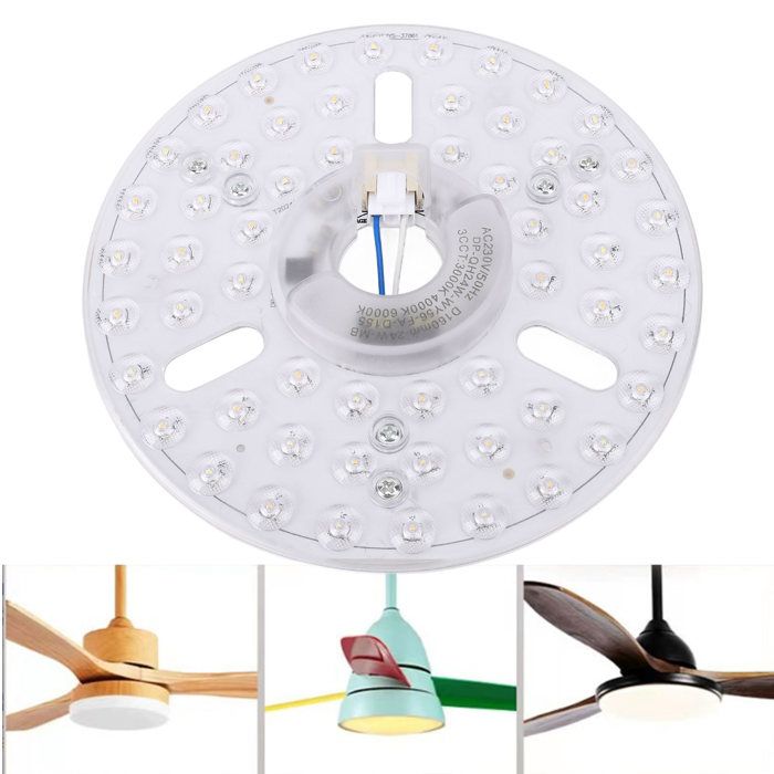 Kit Éclairage LED Dimmable Pour Ventilateur De Plafond - 4,92 Pouces - Luminosité Réglable - 3 Températures De Couleur (3000K/4000K/6000K)