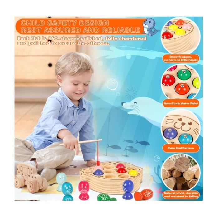 TopBright Jeu De Pêche Magnétique Avec 1 Canne Et 16 Poissons Avec