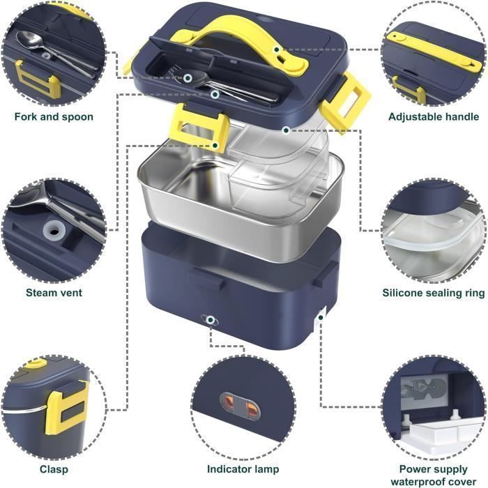 Gamelle Chauffante AUTOPkio – 80W 1L – 12V/24V/220V – Lunch Box Portable Blanc