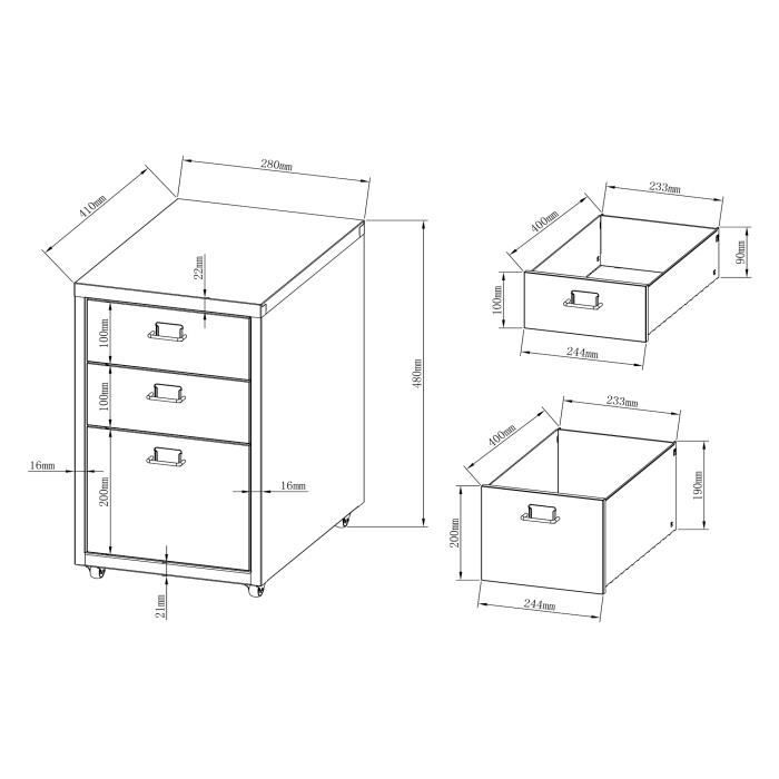 Deconation Resserre 5 Paniers Rotatifs Sur Roues En Acier Noir | H