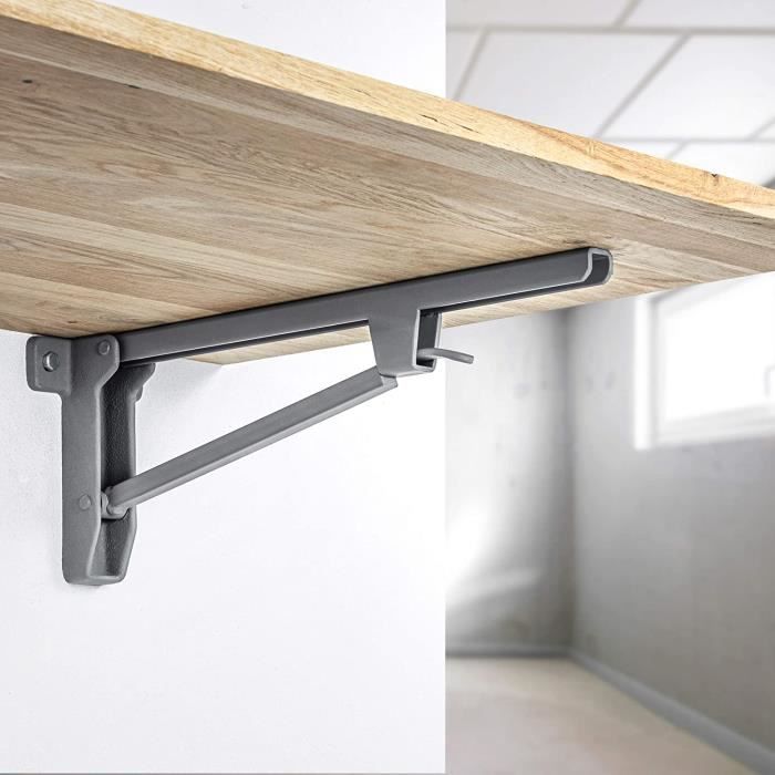 Support Console Rabattable Gedotec Console Rabattable Zeus - Acier Gris apprêté, AxBxC ...