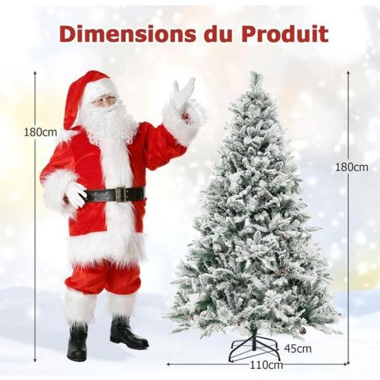 Sapin De Noël Artificiel 150 Cm Avec Neige Et Lumières LED - 329 Branches, 180 LEDs Blanc Chaud, 8 Modes, Montage Facile - 7