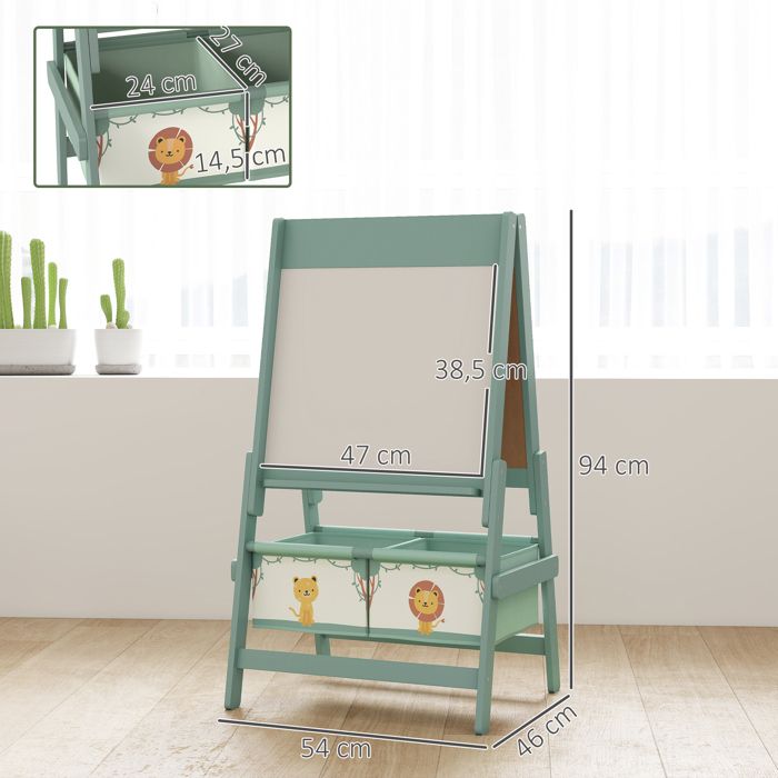 Joya Creative Tableau Enfant 3-en-1 En Bois – Chevalet Double Face Magnétique Avec Rouleau Papier, Hauteur Réglable