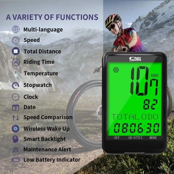 Vélo sans fil vélo vélo cycle ordinateur compteur odomètre compteur  rétroéclairage@SYT146