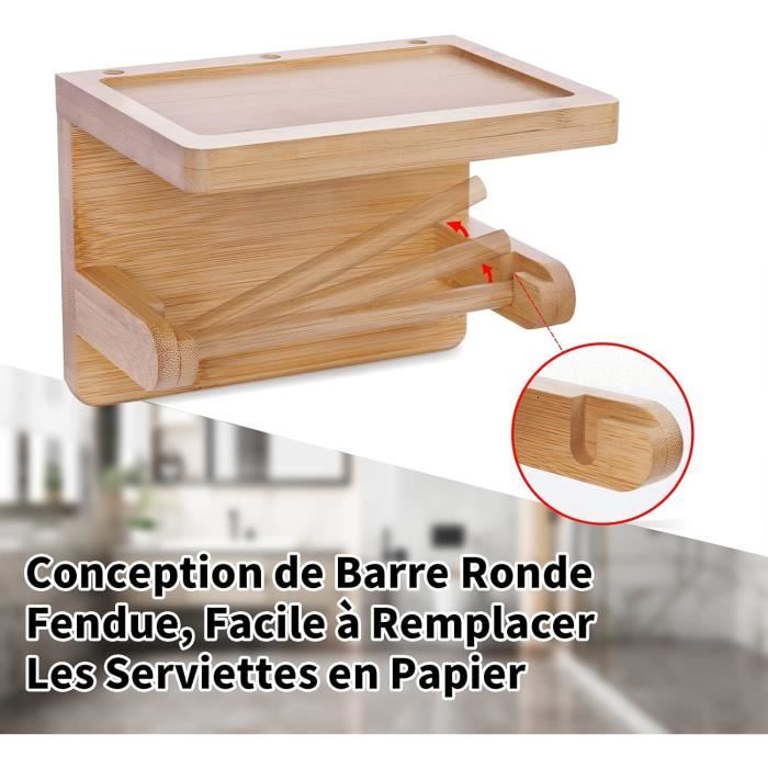 LIWI-Porte Papier Toilette avec Etagère Bambou, Dérouleur Papier