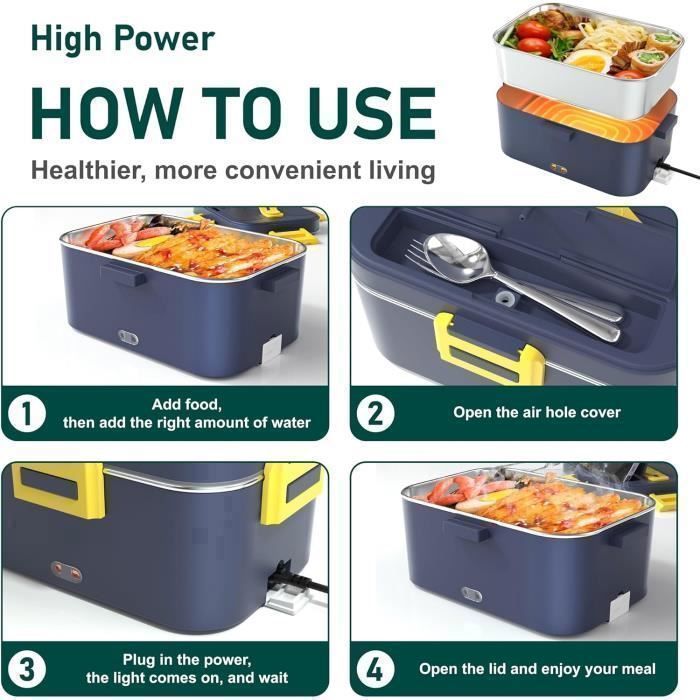 Gamelle Chauffante AUTOPkio 80W 1L - Boîte Repas 12V/24V/220V - Blanc