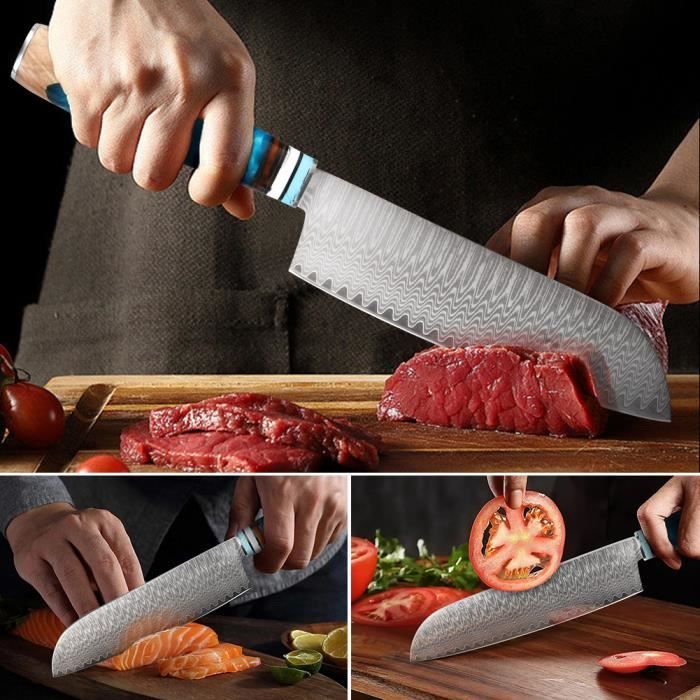 Couteau de Damas de Chef en Acier Damas Japonais 67 Couche Acier
