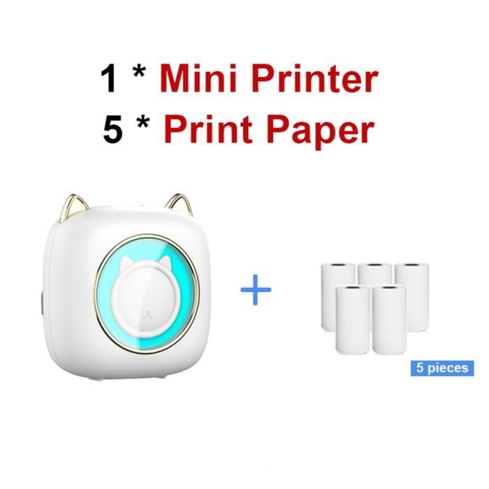 Mini Imprimante Photo Portable, imprimante Thermique instantanée sans Fil Bluetooth  avec 5 Rouleaux de Papier - Cdiscount Informatique