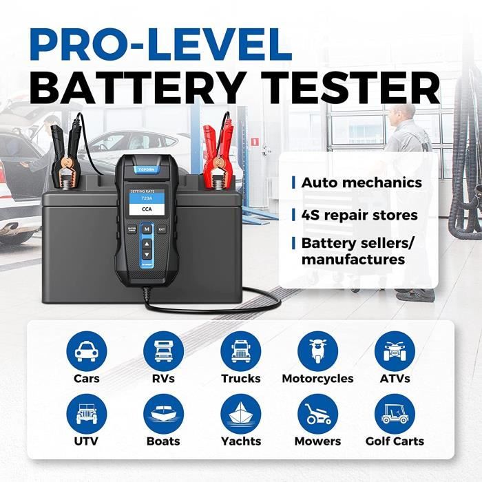 Testeur De Batterie Voiture BT360 12V/24V - Analyseur Numérique Avec Test De Charge Et Démarrage, Jusqu'à 2000 CCA