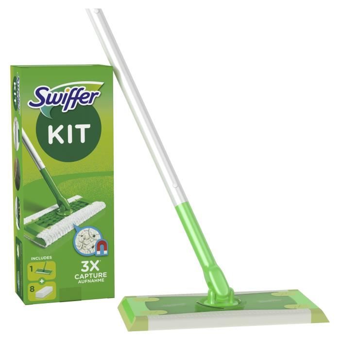 SWIFFER Kit 1 Balai + 8 Lingettes sèches pour sol - Cdiscount Maison