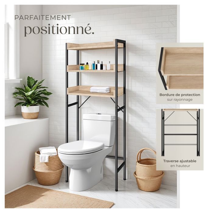 Étagère cuisine /salle de bain,5 niveaux, bois de noyer lubrifié