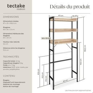 Étagère échelle En Teck Massif - HWC-M86 - Pour Salle De Bain Ou Salon (170x60x45 Cm)