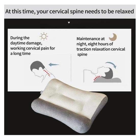 Oreiller Cervical Ergonomique Anti-Ronflement - Mousse Mémoire De Forme 50D - Double Hauteur 10/11 Cm - Taie Bambou