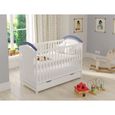 Lit d'enfant,lit bebe bleu-blanc 120x60cm avec tiroir et barrière de sécurité-0