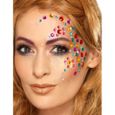 100 Strass pour visages multicolores - GENERIQUE - Adhésifs - Tailles différentes - Pour maquillage de fête-0