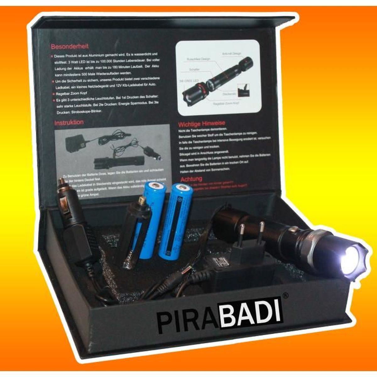SWAT POLICE 1000M LAMPE TORCHE 4000 LUMENS LED FLASHLIGHT AVEC 2 ACCU 18650