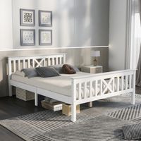 Lit en bois Lit double en cadre de lit avec sommier à lattes Lit en bois avec tête de lit - 140 x 200 cm bois massif
