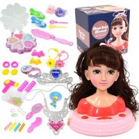 MY338-2 avec des cadeaux - Ensemble de jouets de maquillage pour enfants, Mannequin de tête de princesse bric