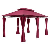 Tonnelle de jardin Topas 3x4 m rouge Tente de réception avec toile hydrofuge Pavillon pergola 2,60 m Mobilier extérieur