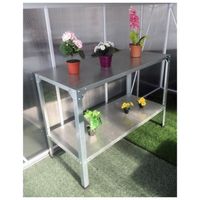 Table - CHALET & JARDIN - 2 plateaux aluminium gris - Idéale pour serre de jardin