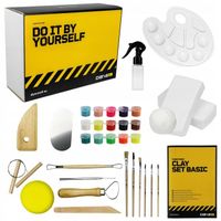Dibys Kit de poterie basic pour enfants et adultes argile blanche outils de modelage kit créatif idées cadeaux originales