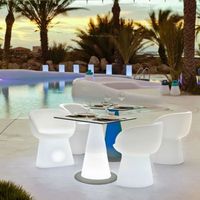 ITACA-Table lumineuse LED d'extérieur RGB solaire rechargeable H70cm Ø60cm Blanc New Garden L 60cm / l 60cm / H 70cm