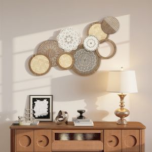 Décorations murale en bois - Objet de déco murale en bois et osier originale