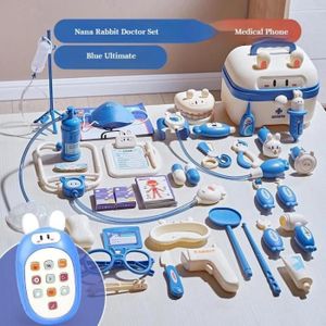 DOCTEUR - VÉTÉRINAIRE Bleu ciel - Ensemble de jouets de petit docteur pour filles, stéthoscope, boîte médicale, infirmière, bébé, j