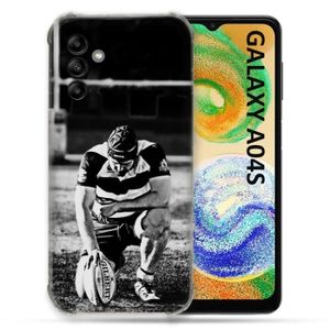 COQUE - BUMPER Coque Pour Samsung Galaxy A04S Sport Rugby Noir Bl
